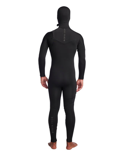 Men's Gold Cell Hooded Chest Zip 4/3mm Fullsuit - Black