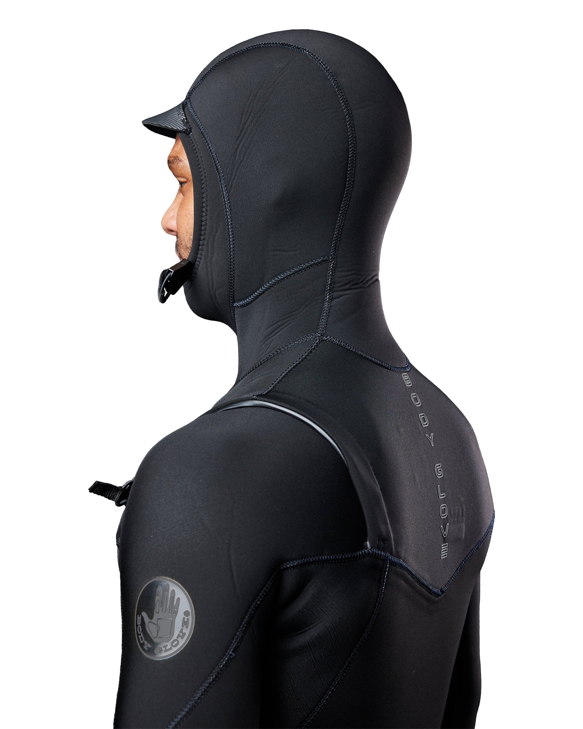 Men's Gold Cell Hooded Chest Zip 4/3mm Fullsuit - Black