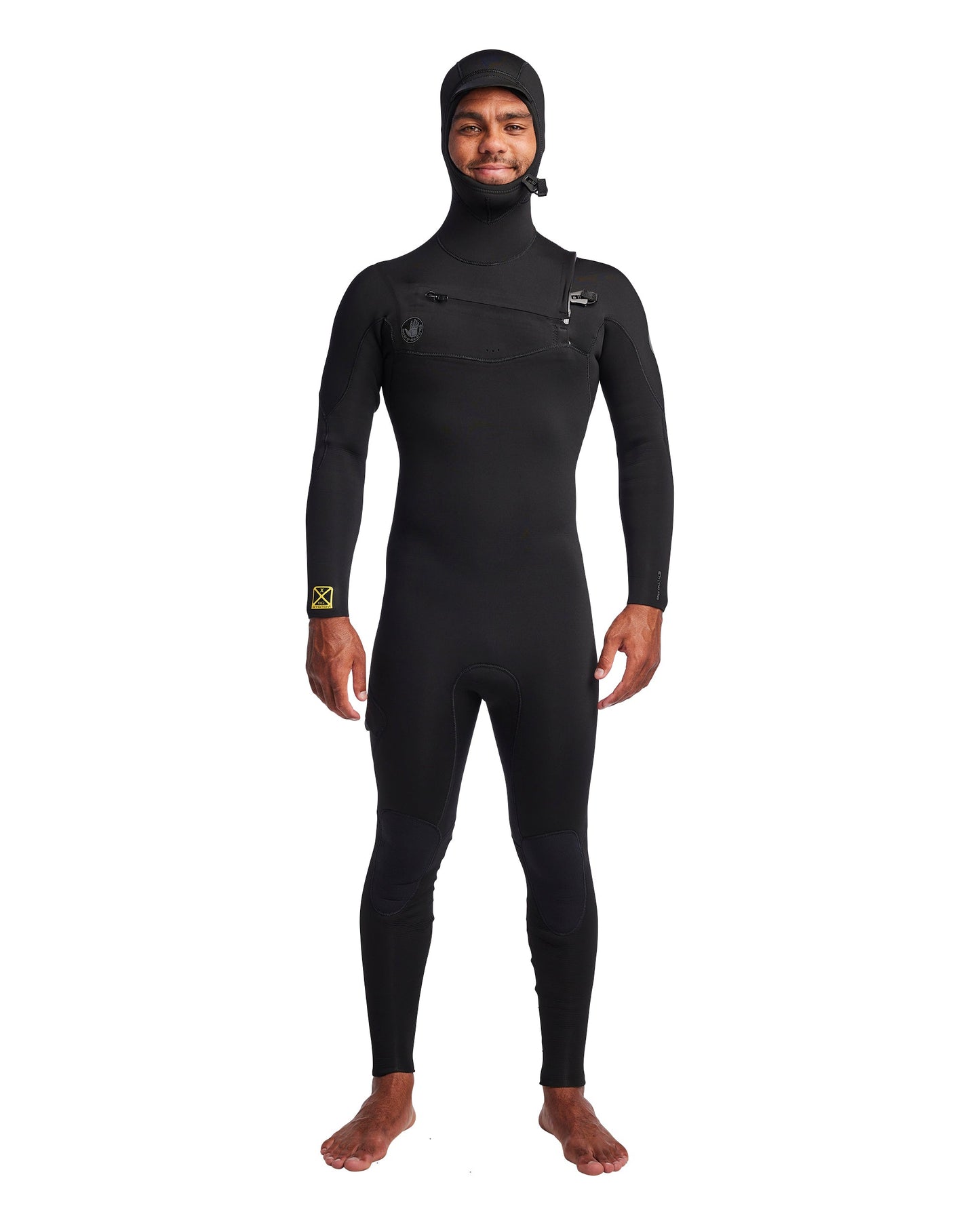 Men's Gold Cell Hooded Chest Zip 5/4/3mm Fullsuit - Black