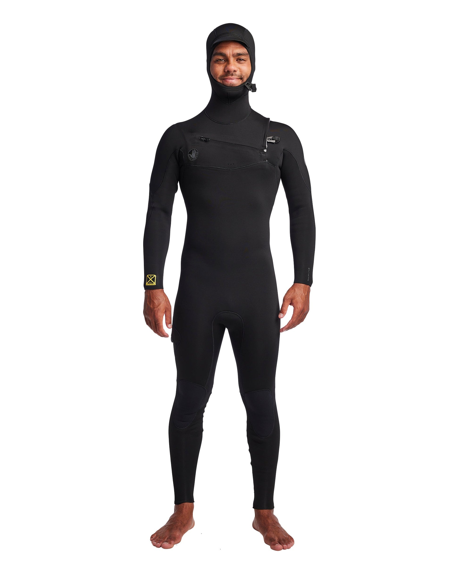 Men's Gold Cell Hooded Chest Zip 5/4/3mm Fullsuit - Black