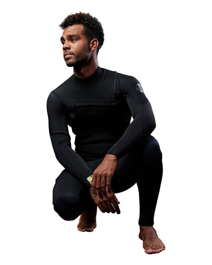 Men's Gold Cell 3/2mm Slant Zip Fullsuit - Black