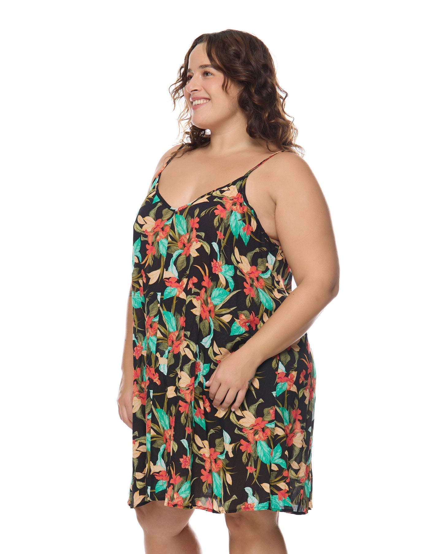 Nicole Dress Plus Size - Black/Hamoa Prt