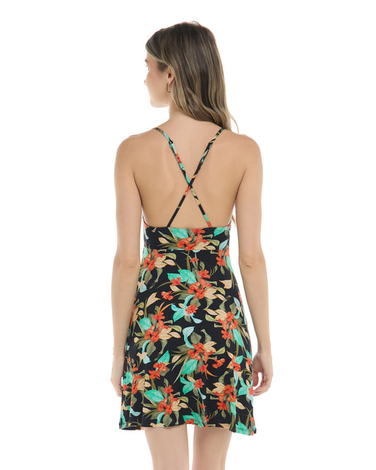 Ivana Dress - Black/Hamoa Prt