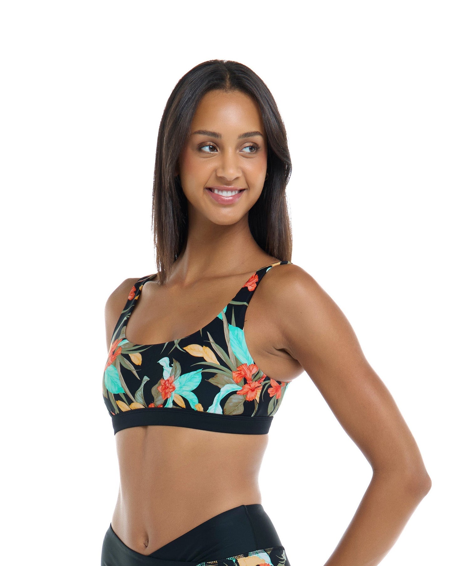 Hamoa Star Cross-Over Sports Bra - Black