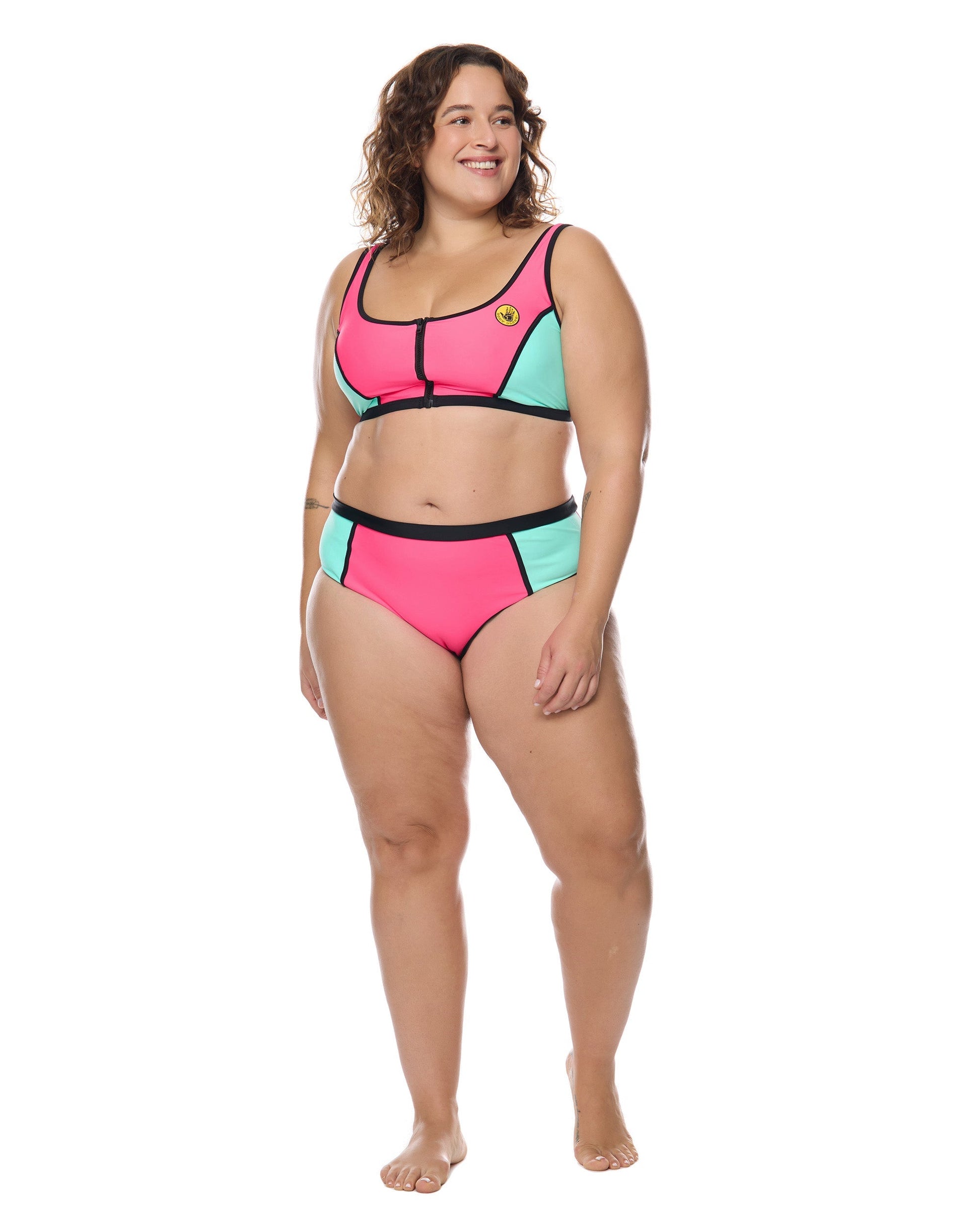 Groove You Spin Me Plus Size Crop Top - Groove / Bubble Gum