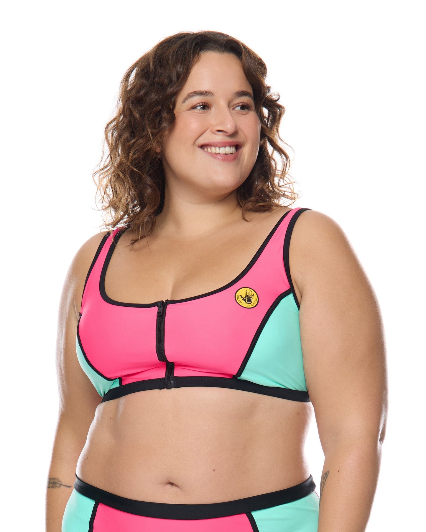 Groove You Spin Me Plus Size Crop Top - Groove / Bubble Gum