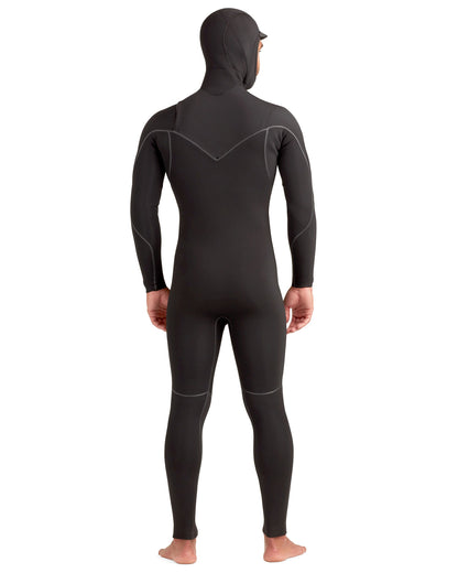 Red Cell 4/3mm Men's Chest-Zip Hooded Fullsuit - Black