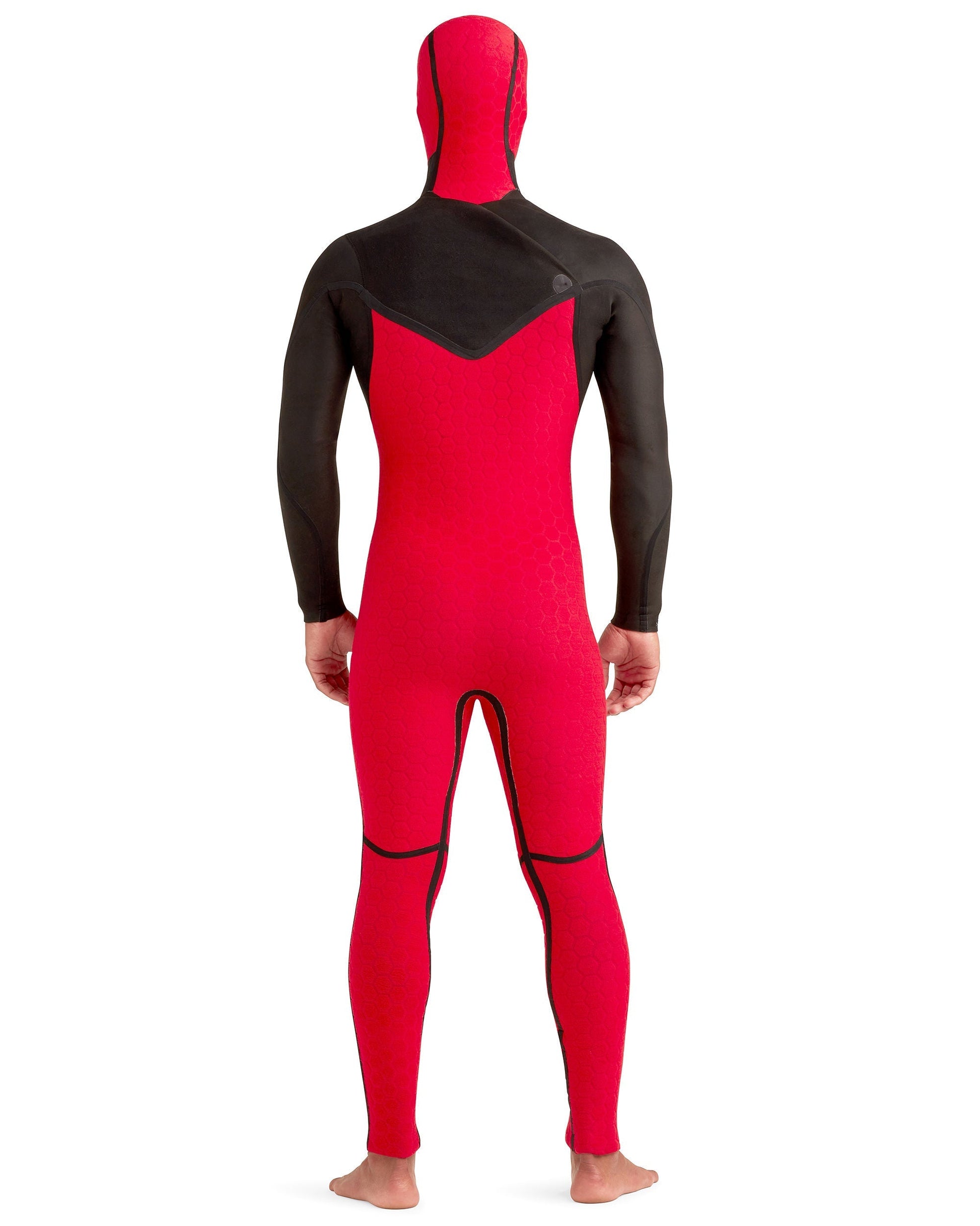Red Cell 5/4/3mm Men's Chest-Zip Hooded Fullsuit - Black
