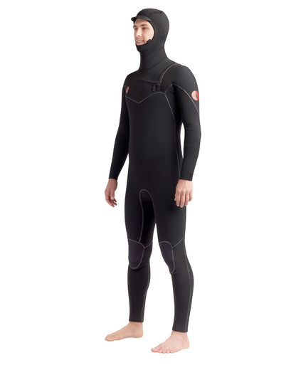 Red Cell 5/4/3mm Men's Chest-Zip Hooded Fullsuit - Black