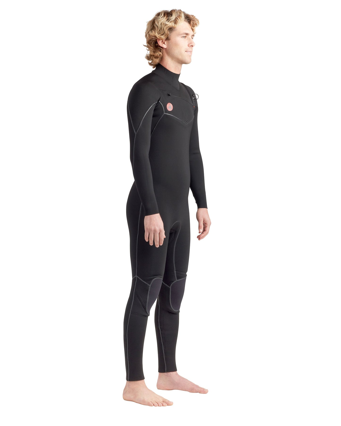 Red Cell 4/3mm Men's Chest-Zip Fullsuit - Black